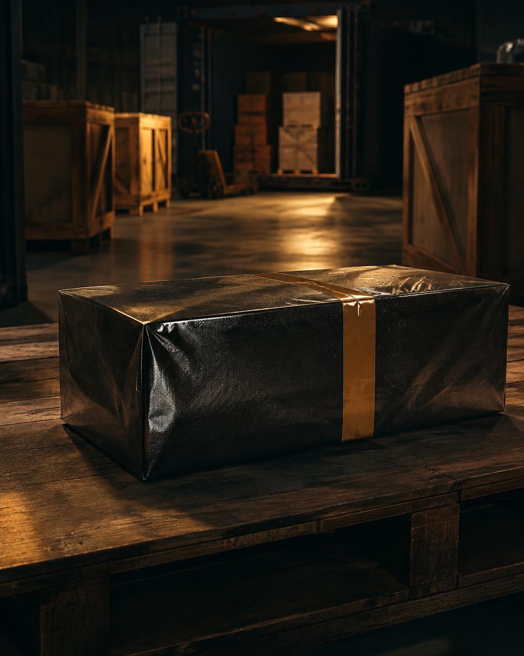 Wrapped parts package in a warehouse